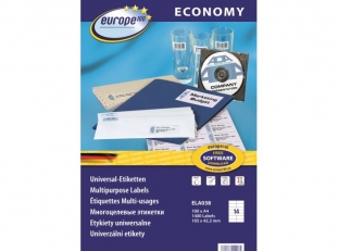 etykiety samoprzylepne uniwersalne biae Economy Europe100 by Avery Zweckform ELA038 papierowe 105x42,3 mm, ark. A4, 100 ark./op.