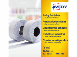 etykiety, tama do metkownic 26x12 mm Avery Zweckform 1 rzdowe PLP1226, trwale przylegajce 12000 szt./op.