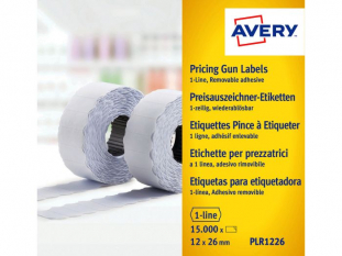 etykiety, tama do metkownic 26x12 mm Avery Zweckform 1 rzdowe PLR1226, usuwalne 15000 szt./op.