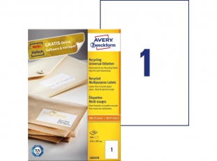 etykiety samoprzylepne uniwersalne biae recyklingowe Avery Zweckform 3478 papierowe 210x297 mm, ark. A4 1x1, 100 ark./op.