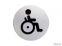 d490623 - tabliczka samoprzylepna Durable srebrna, stalowa, okrągła, średnica 83 mm, symbol Toaleta Dla Niepełnosprawnych