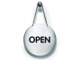d495565 - tabliczka wisząca Durable napis Open / Closed ( otwarte/ zamknięte) stalowa, srebrna, średnica 130 mm 